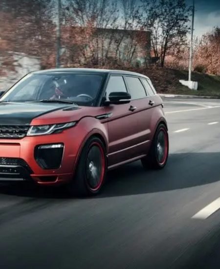 land rover red on road